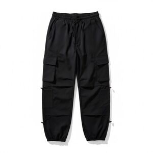 Copyleaf Black Cargo‎ Pants Drawstring Waist Adjustable Cuffs Women's Size S